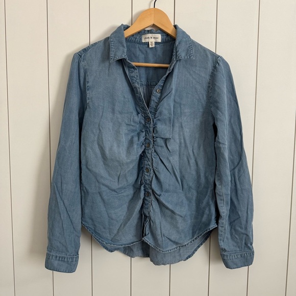 Anthropologie Cloth & Stone Shirred Buttondown Shirt - Picture 5 of 7